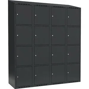 kaiserkraft 4er-Schließfachschrank Fydor, 4 Abteile, anthrazit, B 1200 mm, 4 Abteile, schräge Dachform, Zylinderschloss
