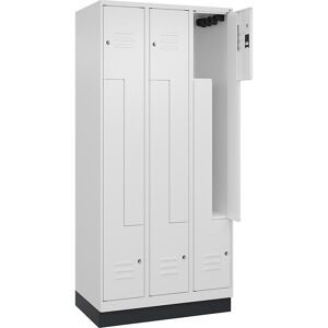 Z-Spind Classic PLUS, 3 Abteile, verkehrsweiß, B 900 mm, mit Bodensockel, Zylinderschloss C+P
