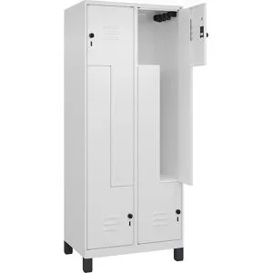 Z-Spind Classic PLUS, 2 Abteile, verkehrsweiß, B 800 mm, mit Füßen, Drehriegel C+P