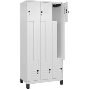 Z-Spind Classic PLUS, 3 Abteile, verkehrsweiß, B 900 mm, mit Füßen, Drehriegel C+P