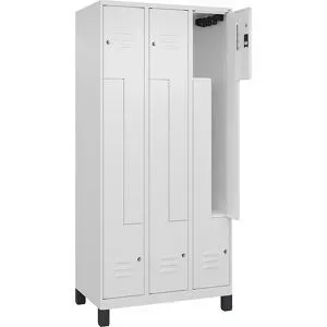 Z-Spind Classic PLUS, 3 Abteile, verkehrsweiß, B 900 mm, mit Füßen, Zylinderschloss C+P