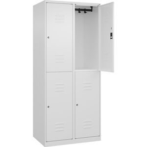 Doppelstock-Spind Classic PLUS, 2 Abteile, verkehrsweiß, HxB 1850 x 800 mm, mit Bodengleitern, Zylinderschloss C+P