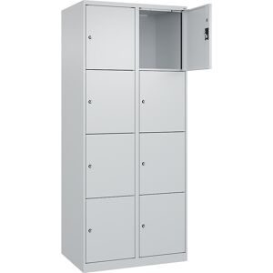 kaiserkraft 4er-Schließfachschrank Evolo PLUS, 2 Abteile, lichtgrau, B 800 mm, 8 Fächer, mit Bodengleitern, Zylinderschloss