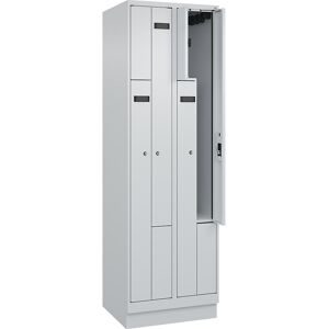 kaiserkraft Z-Spind Evolo PLUS, 2 Abteile, lichtgrau, B 600 mm, 4 Fächer, mit Bodensockel, Zylinderschloss