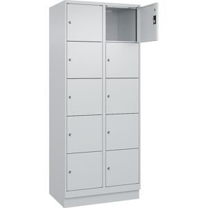 kaiserkraft 5er-Schließfachschrank Evolo PLUS, 2 Abteile, lichtgrau, B 800 mm, 10 Fächer, mit Bodensockel, Zylinderschloss
