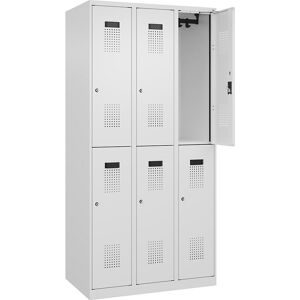 Doppelstock-Spind Evolo PLUS, 3 Abteile, verkehrsweiß, B 900 mm, mit Bodengleitern, Zylinderschloss C+P