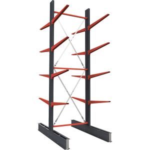 kaiserkraft Kragarmregal Attillo schwer, doppelseitig, HxB 4000 x 2000 mm, Kragarm 1000 mm, Grundregal