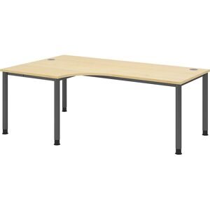 kaiserkraft VIOLA - Freiformtisch, HxBxT 760 x 2000 x 1200 mm, graphit / Ahorn