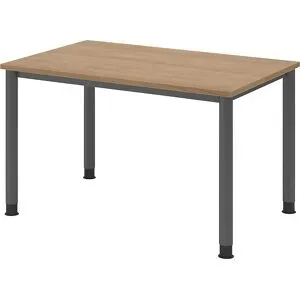 kaiserkraft Schreibtisch, HxT 685 - 810 x 800 mm, 4 Rundrohrbeine, Breite 1200 mm, graphit / Nussbaum