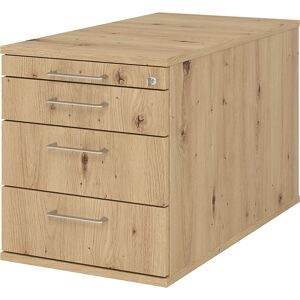 Rollcontainer, 1 Utensilienschub, 3 Materialschübe, Tiefe 800 mm, Asteiche eurokraft pro