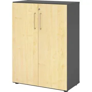 RENATUS - Büroschrank, 2 Fachböden, 3 Ordnerhöhen, graphit / alusilber eurokraft pro
