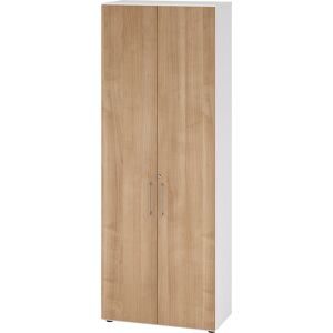 RENATUS - Büroschrank, 5 Fachböden, 6 Ordnerhöhen, weiß / Nussbaum eurokraft pro