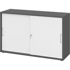 Hammerbacher Schrank V1752S/G/W/BS Grau 120 x 40 x 74,8 cm