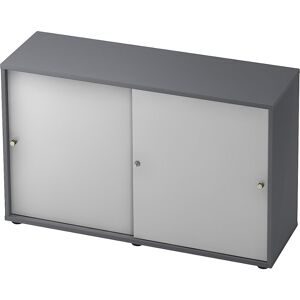 Schiebetürenschrank, 1 Fachboden, Mitteltrennwand, graphit / alusilber eurokraft pro