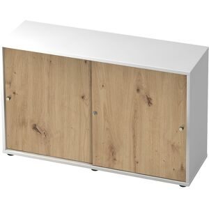 Schiebetürenschrank, 1 Fachboden, Mitteltrennwand, weiß / Asteiche eurokraft pro