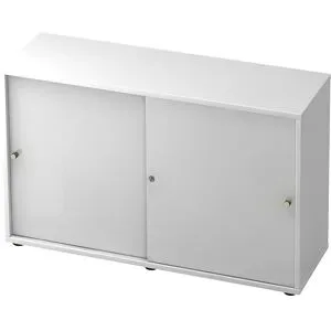 Schiebetürenschrank, 1 Fachboden, Mitteltrennwand, weiß / weiß eurokraft pro