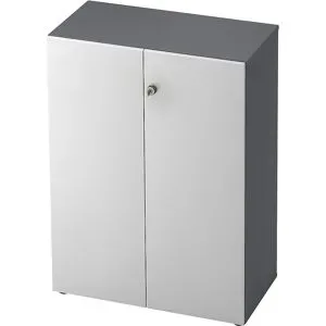 Aktenschrank, Flügeltüren, 2 Fachböden, graphit / weiß eurokraft pro