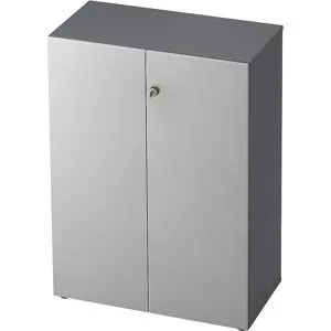 Aktenschrank, Flügeltüren, 2 Fachböden, graphit / lichtgrau eurokraft pro