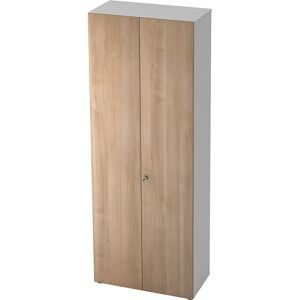 Aktenschrank, Flügeltüren, 5 Fachböden, weiß / Nussbaum-Dekor eurokraft pro