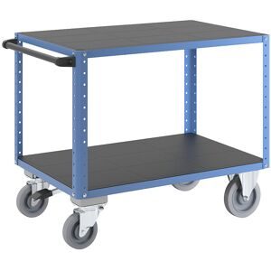 Montagewagen CustomLine, 2 Etagen, mit Zentralstopp, lichtblau eurokraft pro
