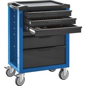 kaiserkraft Werkzeugwagen mit 6 Schubladen, HxBxT 977 x 708 x 459 mm, enzianblau/schwarz