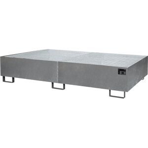 Regal-Bodenwanne, 570 l Auffangvolumen, LxBxH 2650 x 1300 x 300 mm, mit Gitterrost, feuerverzinkt eurokraft pro