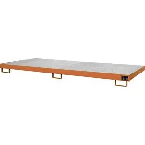 Regal-Bodenwanne, 240 l Auffangvolumen, LxBxH 3250 x 1300 x 195 mm, mit Gitterrost, gelborange eurokraft pro