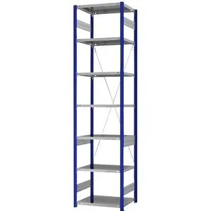 Steckregal, Bauart leicht, einseitig, HxBxT 3000 x 750 x 500 mm, blau/verzinkt, Grundregal eurokraft pro