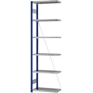 Steckregal, Bauart leicht, einseitig, HxBxT 2500 x 750 x 300 mm, blau/verzinkt, Anbauregal eurokraft pro