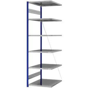 Steckregal, Bauart leicht, einseitig, HxBxT 2500 x 750 x 800 mm, blau/verzinkt, Anbauregal eurokraft pro