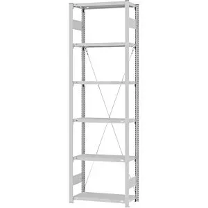 Steckregal, Bauart leicht, einseitig, HxBxT 2500 x 750 x 300 mm, grau, Grundregal eurokraft pro