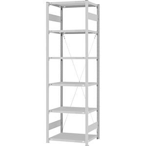 Steckregal, Bauart leicht, einseitig, HxBxT 2500 x 750 x 500 mm, grau, Grundregal eurokraft pro