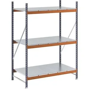 kaiserkraft Weitspannregal, Feldlast 1600 kg, mit Stahlblechböden, HxBxT 2000 x 1400 x 800 mm, Grundregal