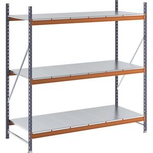 kaiserkraft Weitspannregal, Feldlast 1600 kg, mit Stahlblechböden, HxBxT 2000 x 1900 x 800 mm, Grundregal