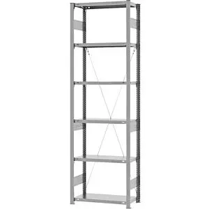 Steckregal, Bauart mittelschwer, einseitig, HxBxT 2500 x 750 x 300 mm, verzinkt, Grundregal eurokraft pro