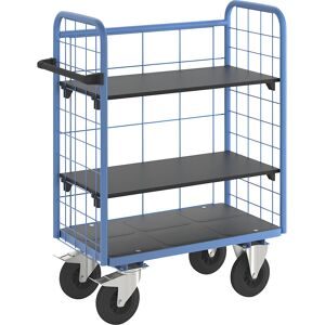 Etagenwagen, mit Gitterwänden, 3-seitig, Länge 910 mm, inkl. 2 Etagenböden eurokraft pro