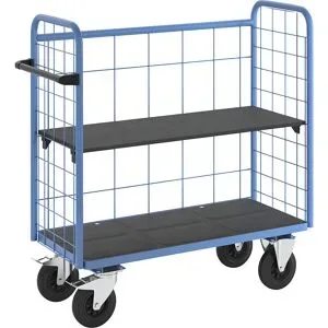 Etagenwagen, mit Gitterwänden, 3-seitig, Länge 1180 mm, inkl. 1 Etagenboden eurokraft pro
