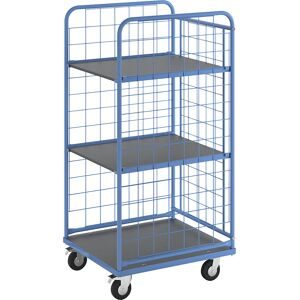 Etagenwagen KOMPAKT, Gitterverkleidung 3-seitig, Ladefläche 750 x 650 mm, mit 2 Etagenböden eurokraft pro