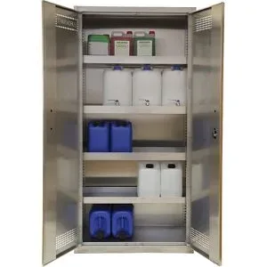 Umweltschrank, Edelstahl, HxBxT 1950 x 950 x 420 mm, mit 4 Wannenboden eurokraft pro