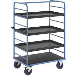 Etagenwagen, 2 Seitenwände, Ladeflächen-LxB 1175 x 800 mm, 4 Etagen, mit Rand, Vollelastik eurokraft pro