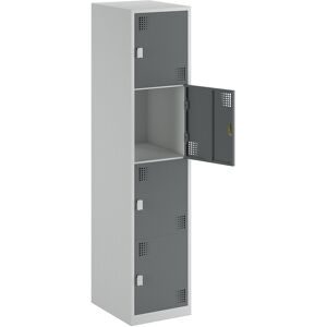 4er-Schließfachschrank Alvina, 1 Abteil, lichtgrau / basaltgrau, Breite 400 mm, Drehriegel eurokraft basic