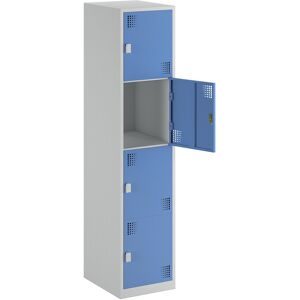 4er-Schließfachschrank Alvina, 1 Abteil, lichtgrau / lichtblau, Breite 400 mm, Drehriegel eurokraft basic