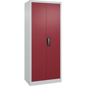 Werkstatt-Flügeltürschrank, HxBxT 1950 x 800 x 500 mm, lichtgrau / rubinrot C+P