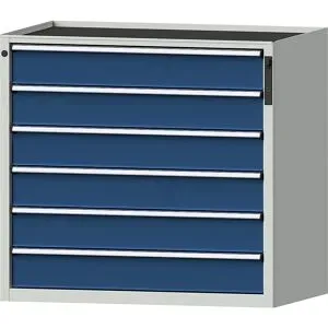 Schubladenschrank, NFC-Schloss, 6 x 150 mm Schubladen, HxBxT 980 x 1060 x 675 mm, blau ANKE