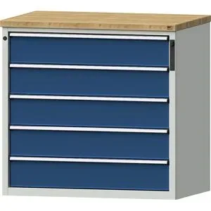 Schubladenschrank, NFC-Schloss, 5 x 180 mm Schubladen, HxBxT 1020 x 1065 x 685 mm, blau ANKE