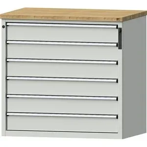Schubladenschrank, NFC-Schloss, 6 x 150 mm Schubladen, HxBxT 1020 x 1065 x 685 mm, grau ANKE