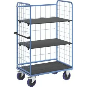Etagenwagen, mit 3-seitigen Gitterwänden, Ladeflächen-LxB 1140 x 730 mm, 3 Etagen eurokraft pro