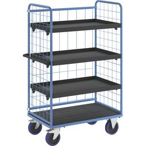 Etagenwagen, mit 3-seitigen Gitterwänden, Ladeflächen-LxB 1140 x 730 mm, 4 Etagen, mit Rand eurokraft pro