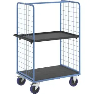Etagenwagen, mit 2-seitigen Gitterwänden, Ladeflächen-LxB 1175 x 800 mm, 2 Etagen, mit Rand eurokraft pro