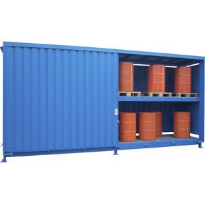 Gefahrstoff-Regalcontainer zur passiven Lagerung, HxBxT 3080 x 6180 x 1530 mm, Kapazität 32 x 200-l-Fässer LaCont